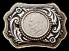 GREAT VINTAGE 1970s EISENHOWER DOLLAR COIN INLAY BUCKLE