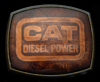 COOL 1970s BUCKLE **CAT DIESEL POWER** BRASS & LEATHER