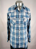 1980s DEE CEE BLUE/WHITE PLAID SAWTOOTH PEARLSNAP - 45