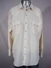 VINTAGE 1980s CREAM STRIPED SAWTOOTH PEARLSNAP SHIRT 52
