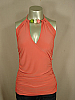 **DESIGNER** GINGER G. - CORAL HALTER TOP w/BEADS - M