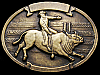 COOL VINTAGE 1970s COWBOY RIDING RODEO BULL BELT BUCKLE