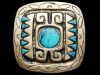 1970s SOUTHWEST STYLE TURQUOISE STONES ART BRASS BUCKLE