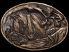 VINTAGE 1979 TROPIC WATERFALL SCENE SOLID BRASS BUCKLE