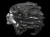 COOL VINTAGE 1970s CUT-OUT *INDIAN CHIEF* PEWTER BUCKLE