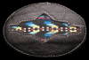 1970s SOUTHWEST STYLE WOVEN ART BLACK LEATHER BUCKLE