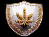 GREAT LARGE MARIJUANA LEAF ON SHIELD-SHAPED BELT BUCKLE