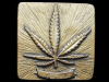 COOL VINTAGE 1970s JAMAICAN MARIJUANA LEAF BRASS BUCKLE