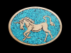 COOL NOS VINTAGE 70s TURQUOISE INLAY **UNICORN** BUCKLE