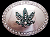 LARGE MARIJUANA LEAVES W/ GEMSTONES SILVER BELT BUCKLE