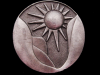VINTAGE 1970s SUN SHINING THROUGH MOUNTAINS BELT BUCKLE