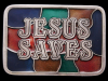 FANTASTIC VINTAGE 1970s ***JESUS SAVES*** PEWTER BUCKLE