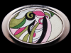 VINTAGE 1970s HIPPE STYLE FABRIC ARTWORK SILVER BUCKLE
