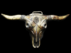 COOL VINTAGE 1970s CUT-OUT *BUFFALO SKULL* BRASS BUCKLE