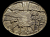 VINTAGE 1970s SUN & RAYS THROUGH PALM TREES ART BUCKLE