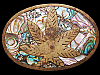 VINTAGE 1970s *MARIJUANA LEAF w/ABALONE SHELL* BUCKLE