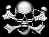 CUT-OUT *SKULL & CROSSBONES* W/ GEMSTONES PEWTER BUCKLE