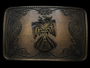 COOL VINTAGE 1970s *AMERICAN INDIAN MOTIF* BRASS BUCKLE