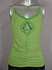 **DESIGNER** GINGER G - LIME SATIN/KNIT TOP - L