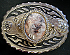 AWESOME 1970s VINTAGE FLORAL DESIGN STONE CENTER BUCKLE