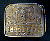 COOL 70s VINTAGE *SQUARE DANCERS USA* BRASS BELT BUCKLE