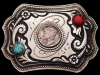 GREAT VINTAGE 1970s SOUTHWEST STYLE MERCURY DIME BUCKLE