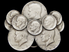1979 COLLAGE OF DIMES & KENNEDY 1/2 DOLLARS BELT BUCKLE