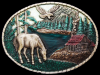 VINTAGE 1985 *LAKE CABIN W/ HORSE & EAGLE* BELT BUCKLE