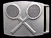 GREAT 1980s VINTAGE *TENNIS RACQUETS* PEWTER BUCKLE