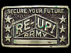 1970s SECURE YOUR FUTURE RE-UP! ARMY SOLID BRASS BUCKLE
