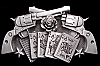 **ROYAL FLUSH CARDS AND PISTOL** GUN PEWTER BELT BUCKLE