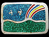 COOL 1970s HIPPIE STYLE *RAINBOW OVER SEA* INLAY BUCKLE