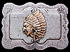 COOL 70s FLORAL DECOR *INDIAN CHIEF* SILVERTONE BUCKLE