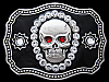 COOL *SKULL W/ RED CRYSTAL EYES & CRYSTAL DECOR* BUCKLE