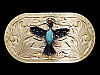 COOL VINTAGE 1970s INLAID STONE THUNDERBIRD BELT BUCKLE