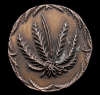VINTAGE 1970s BUCKLE **MARIJUANA POT LEAF** ROUND BRASS