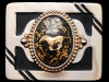 AWESOME VINTAGE 1970s GALLOPING HORSE BRASS BELT BUCKLE