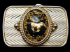 AWESOME VINTAGE 1970s GALLOPING HORSE BRASS BELT BUCKLE