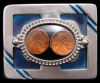 GREAT 1980s VINTAGE *COPPER U.S. PENNY* WESTERN BUCKLE