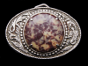 AMAZING VINTAGE 1970s MARBLE STONE INLAY SILVER BUCKLE