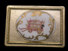 1970s VINTAGE BUCKLE **WAGON** WESTERN PAINTED ENAMEL