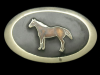 1970s VINTAGE BUCKLE *ENAMELLED HORSE* WESTERN NICKEL