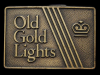 AWESOME VINTAGE 1970s OLD GOLD LIGHTS BRASS BELT BUCKLE