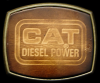 COOL 1970s BUCKLE **CAT DIESEL POWER** BRASS & LEATHER