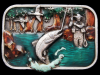 AMAZING VINTAGE 1982 FISHING IN THE RIVER PEWTER BUCKLE