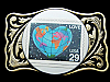 1990s 29 CENT LOVE HEART-SHAPED EARTH STAMP BELT BUCKLE