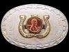 NICE VINTAGE 1970s DOUBLE HORSESHOE/1 CENT COIN BUCKLE