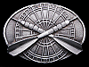 AWESOME VINTAGE 1984 DART BOARD AND DARTS PEWTER BUCKLE