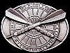 COOL VINTAGE 1984 ***TWO DARTS AND DARTBOARD*** PEWTER BUCKLE