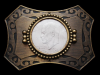 1970s REAL BICENTENNIAL EISENHOWER SILVER DOLLAR BUCKLE